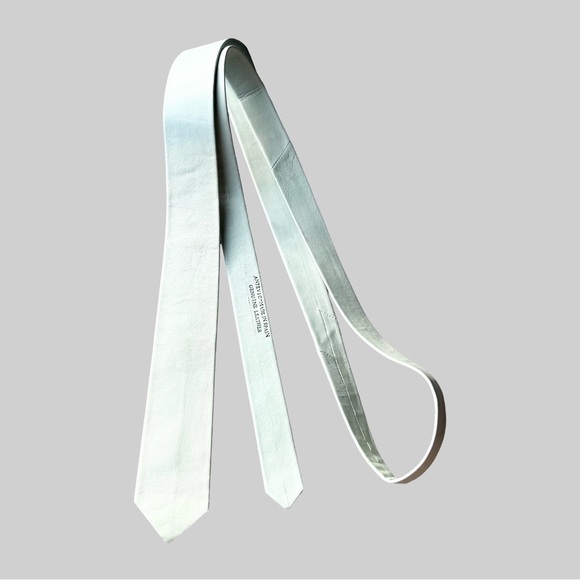 Antevic Mint Green Soft Genuine Leather Neck Tie Made in Spain - Picture 1 of 7